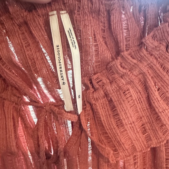 Anthropologie Rust Ruffle Blouse - Picture 2 of 5